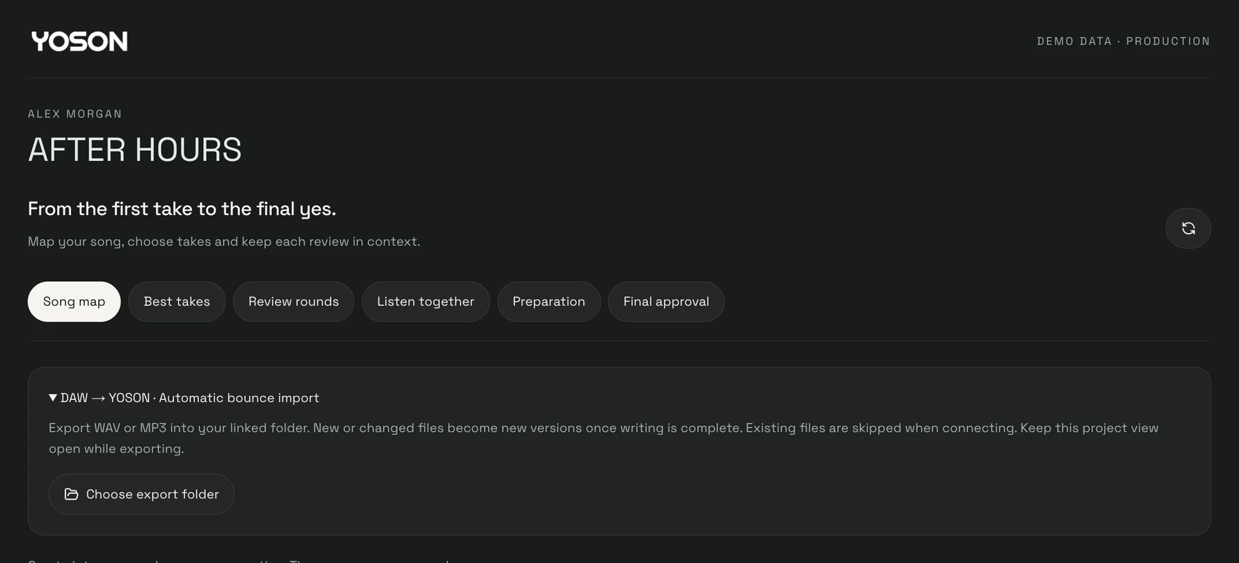 Bounce folder import in wuse with demo data