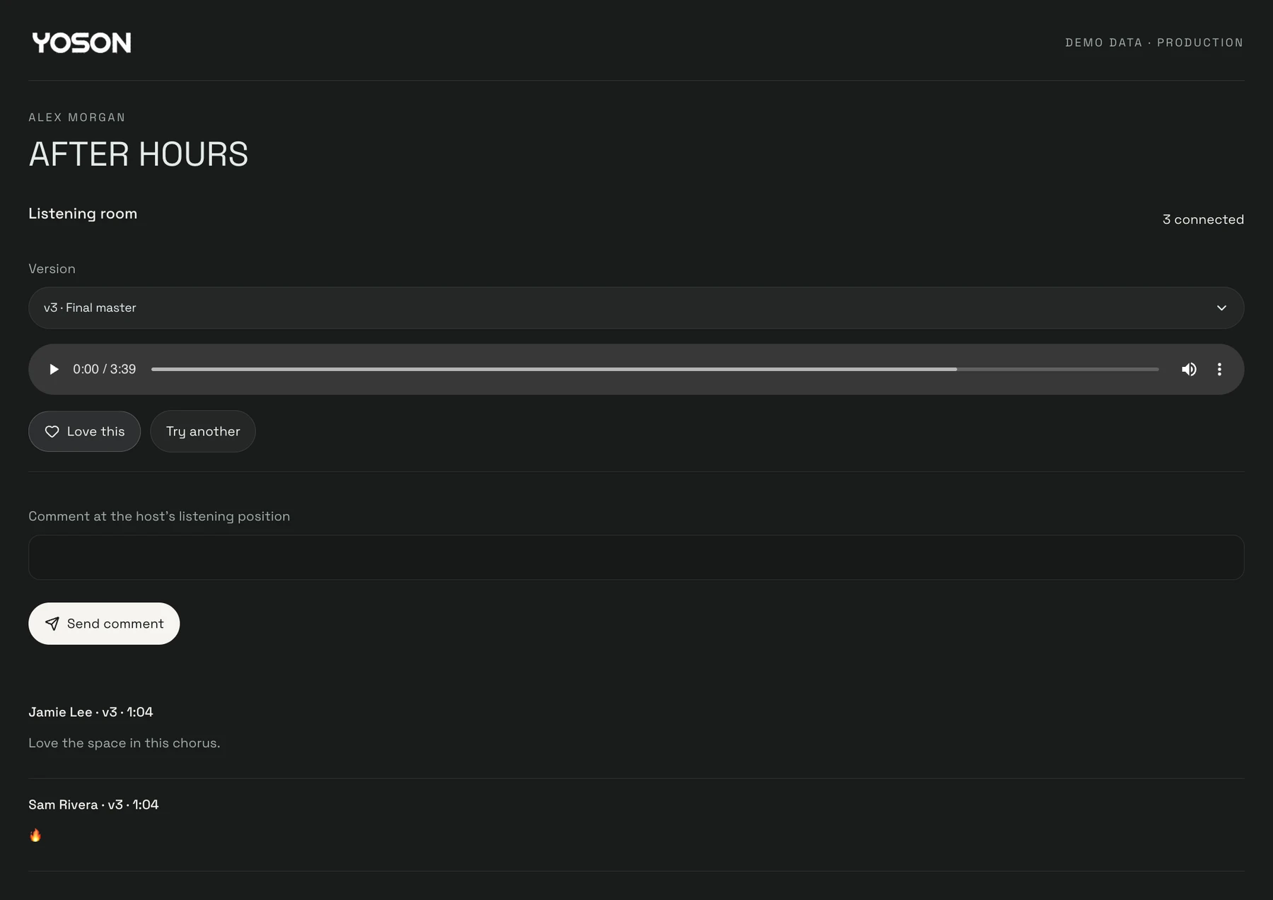 Shared listening room in wuse with demo data